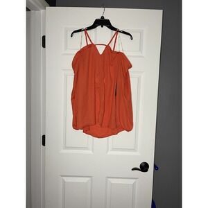 Hayden V Neck Cold Shoulder Top  reddish orange Medium Nwt